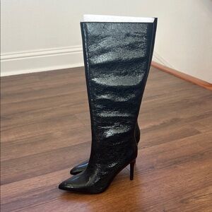 MIA Shiny Black Heeled Boots